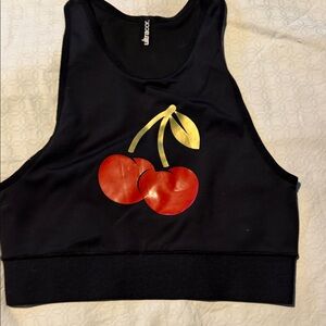 Ultracor Black Muscle Tee with Red and Gold Cherry Design